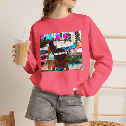 Give Me 10 Crewneck Sweatshirt — Retro Poolside Graphic Pullover