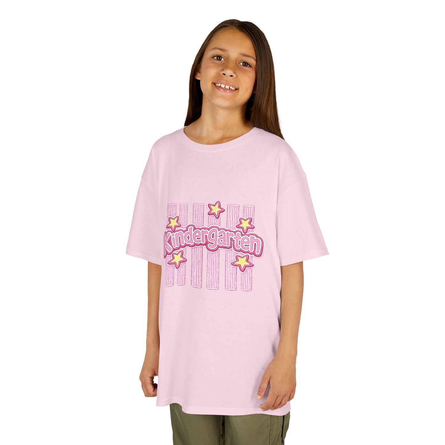 Kindergarten Kids Tee — Cute Pink Stars & Stripes Back-to-School Shirt