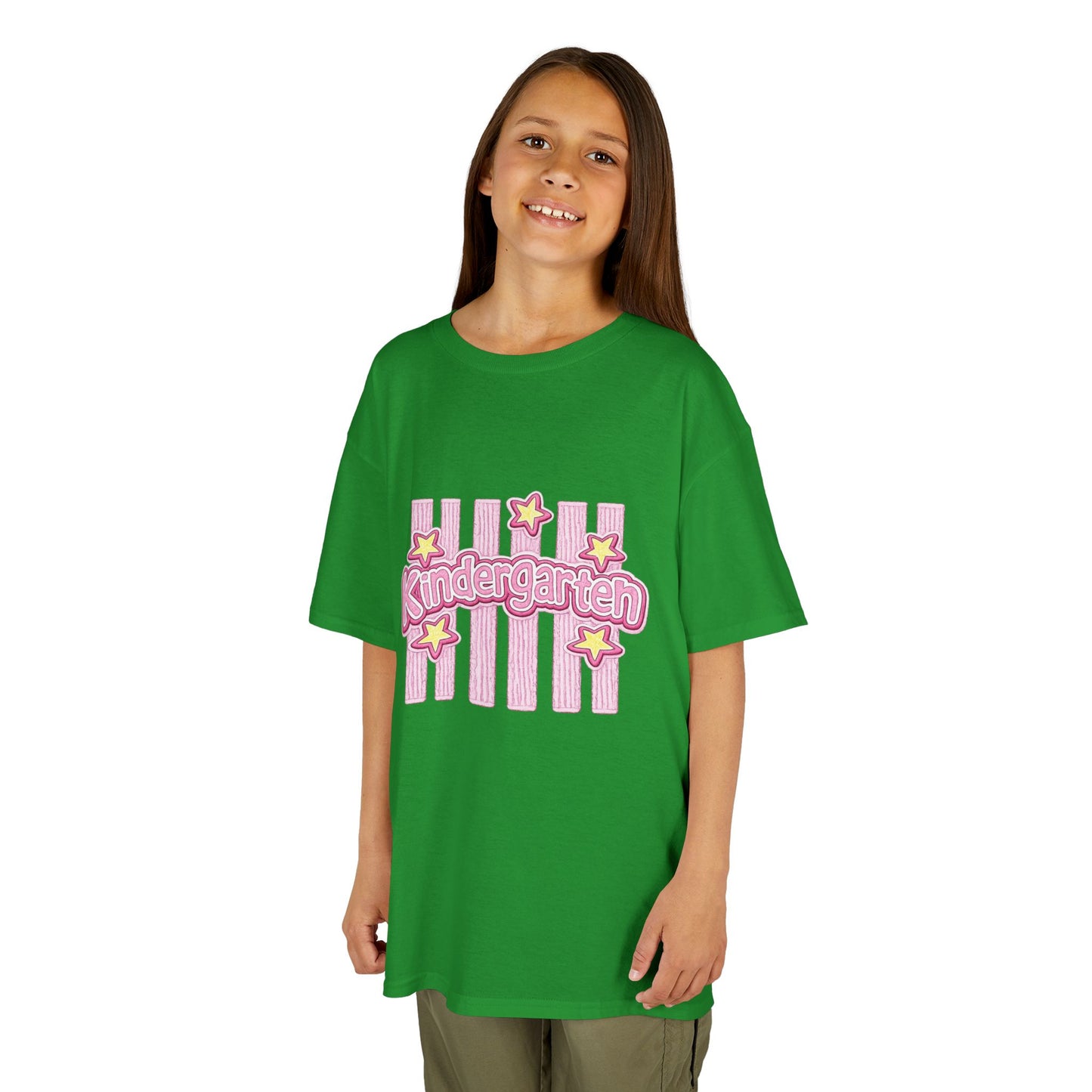 Kindergarten Kids Tee — Cute Pink Stars & Stripes Back-to-School Shirt