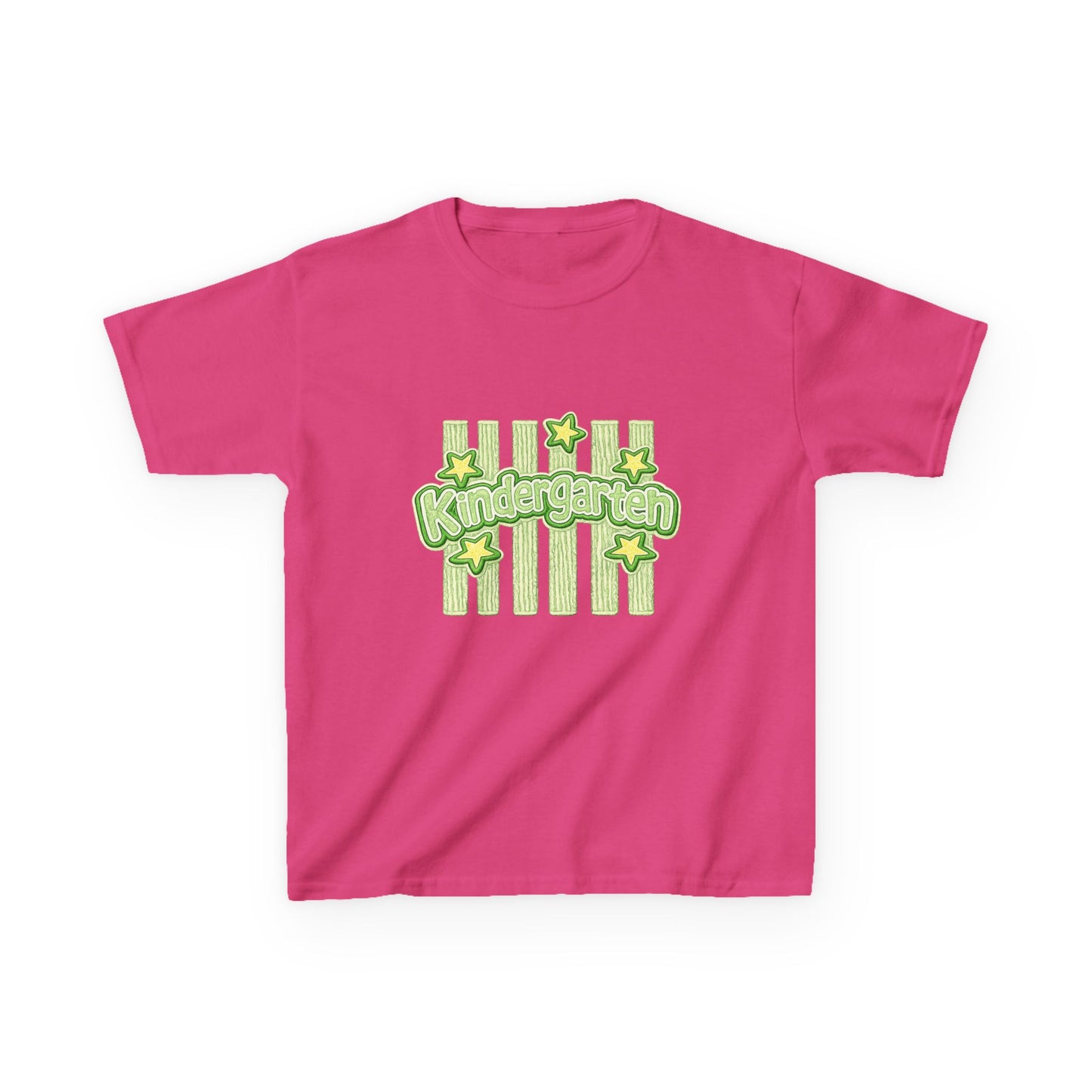 Kindergarten Stars Kids T‑Shirt — Cute Green Striped Back‑to‑School Tee