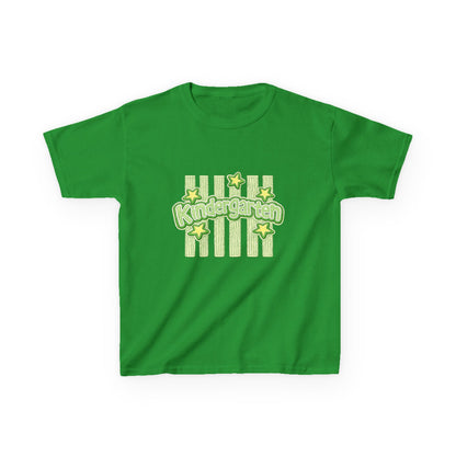 Kindergarten Stars Kids T‑Shirt — Cute Green Striped Back‑to‑School Tee