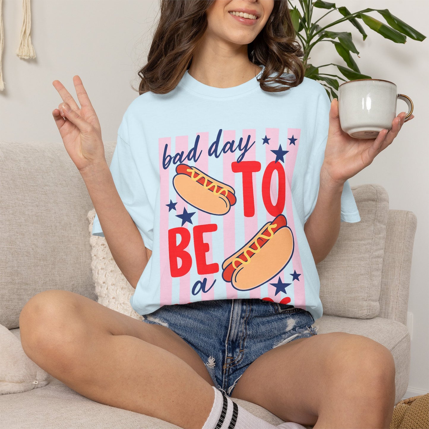 T-Shirt — "Bad Day to Be a Hot Dog" Retro Hotdog Graphic Tee