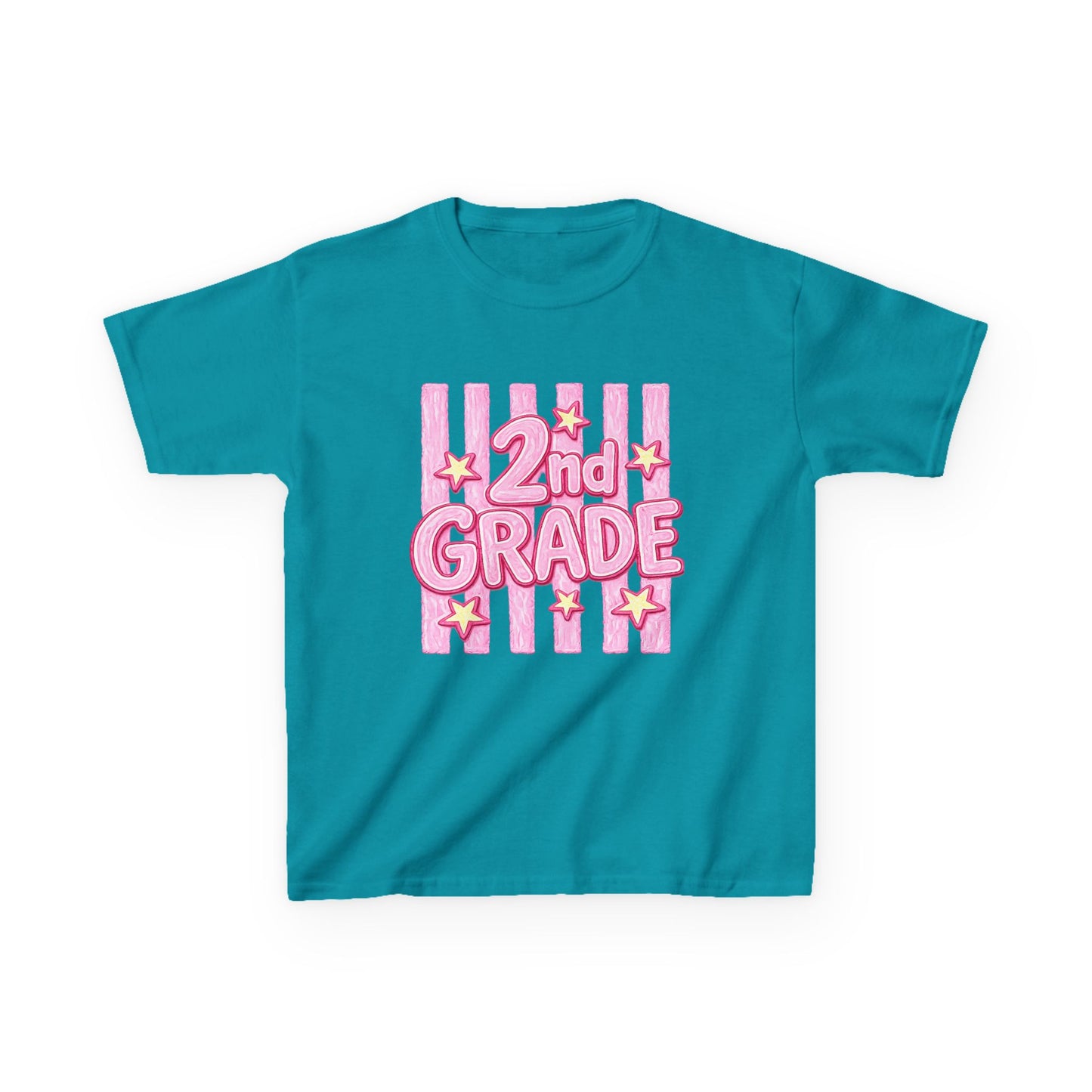 2nd Grade Kids T‑Shirt — Pink Star Stripes Back-to-School Tee