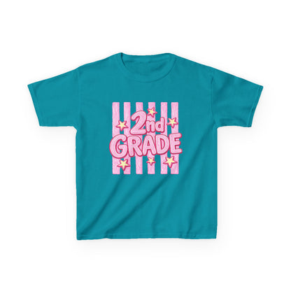 2nd Grade Kids T‑Shirt — Pink Star Stripes Back-to-School Tee