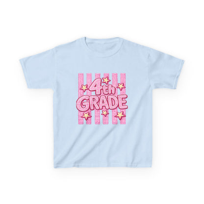 4th Grade Kids T‑Shirt — Pink Stars Back to School Tee