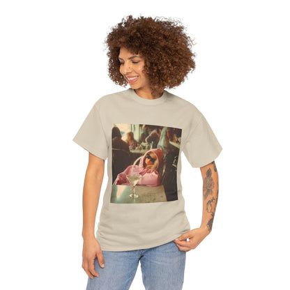 Doll in Pink Coat Photo Tee | Vintage Bar Scene, Martini Glass