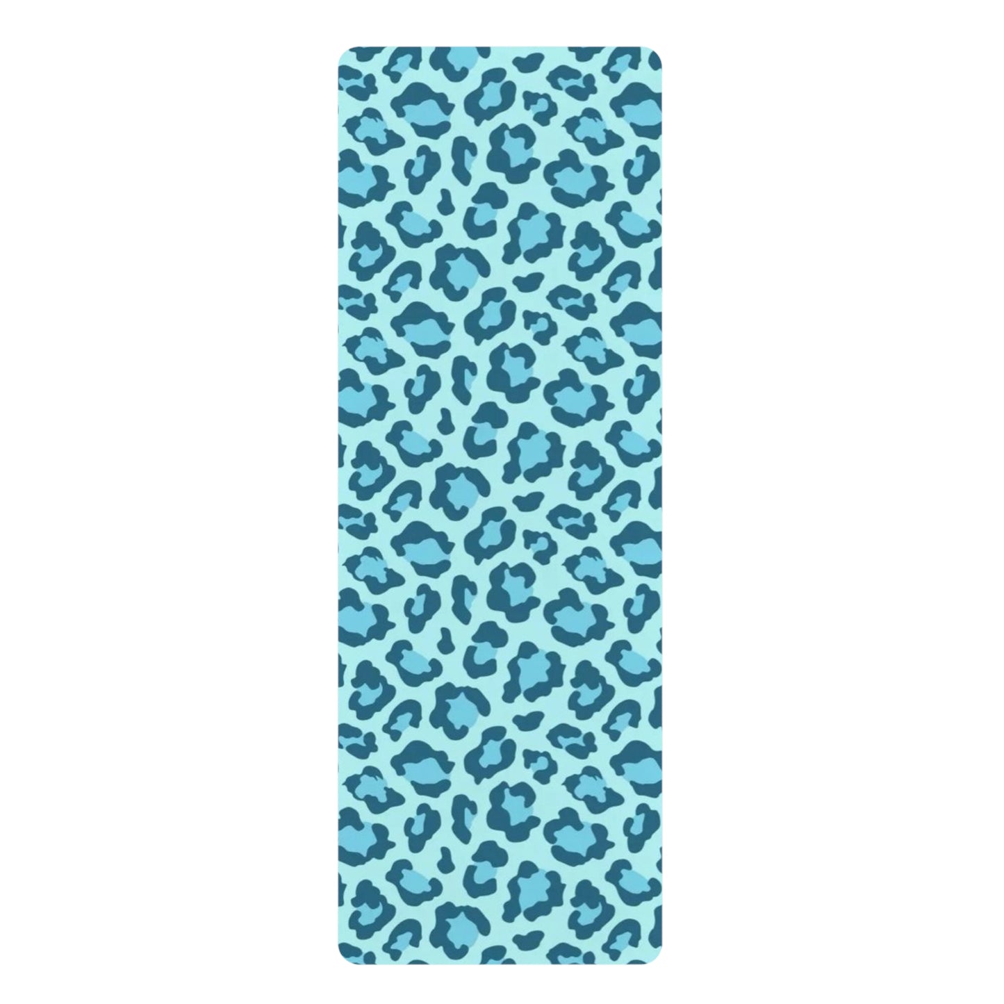 Blue Leopard Print Yoga Mat — Non-Slip Rubber Exercise Mat