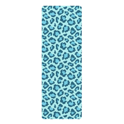 Blue Leopard Print Yoga Mat — Non-Slip Rubber Exercise Mat