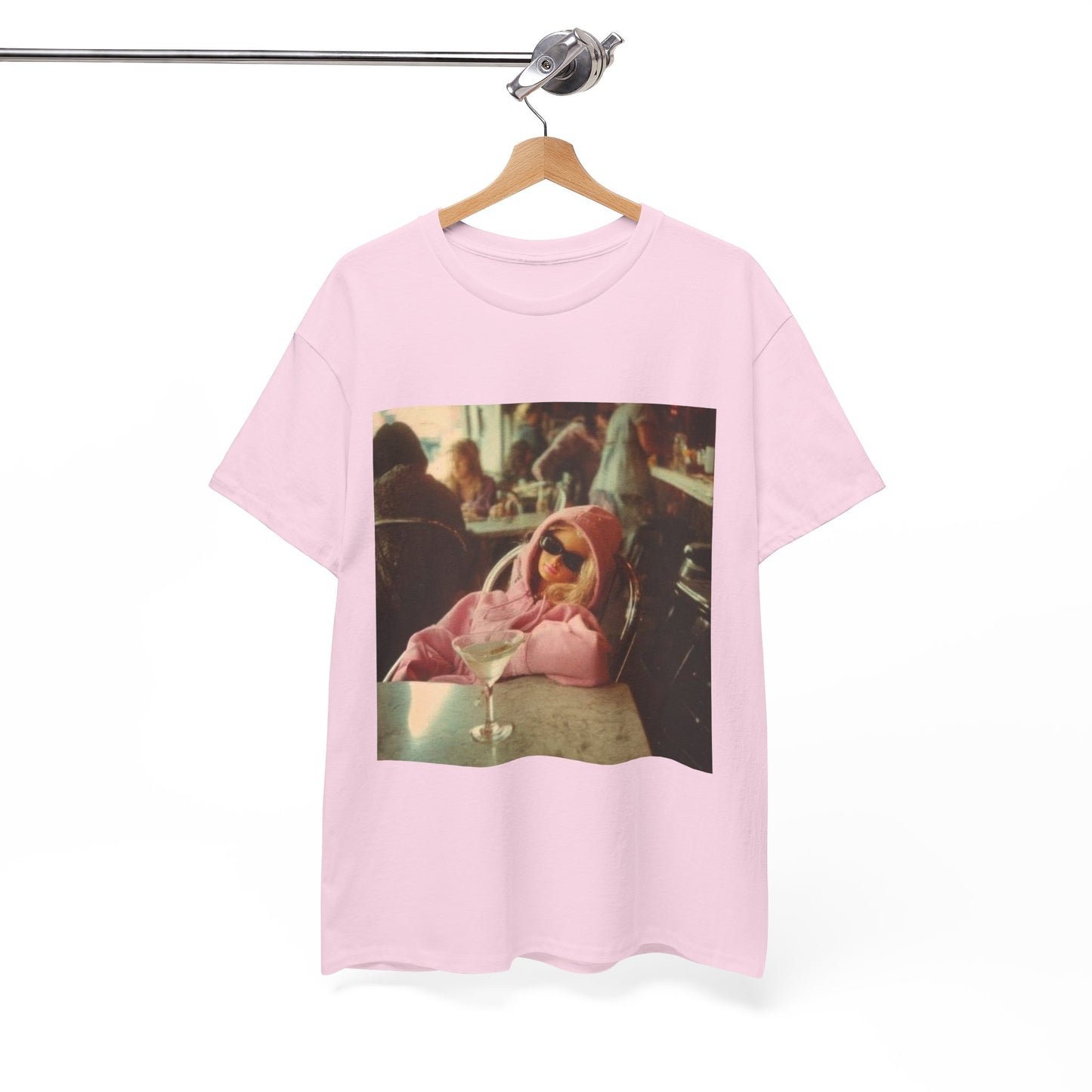 Doll in Pink Coat Photo Tee | Vintage Bar Scene, Martini Glass