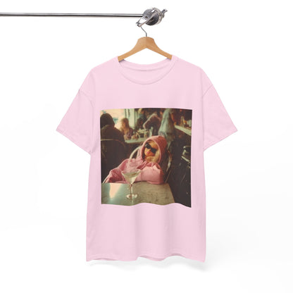 Doll in Pink Coat Photo Tee | Vintage Bar Scene, Martini Glass
