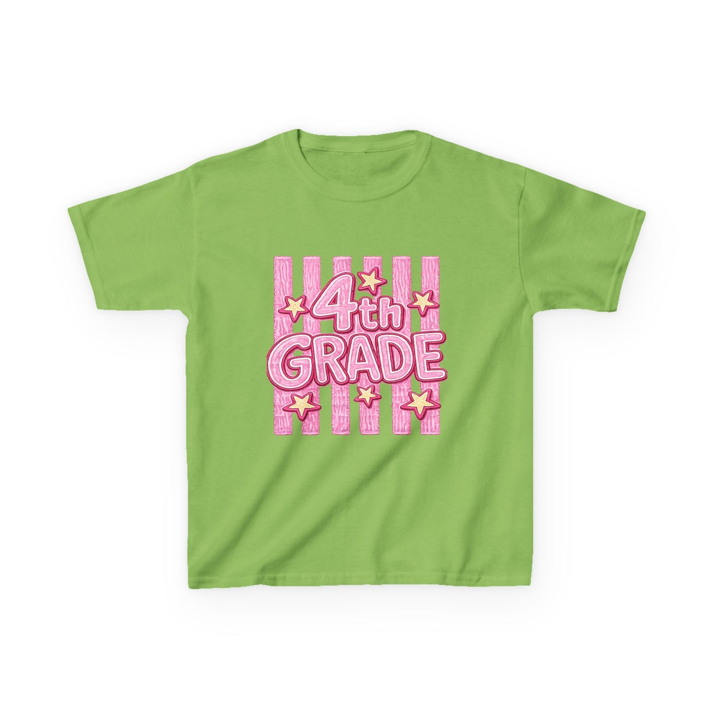 4th Grade Kids T‑Shirt — Pink Stars Back to School Tee