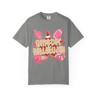 Game Day Hallelujah T-Shirt — Pink Football Cheer Graphic Tee