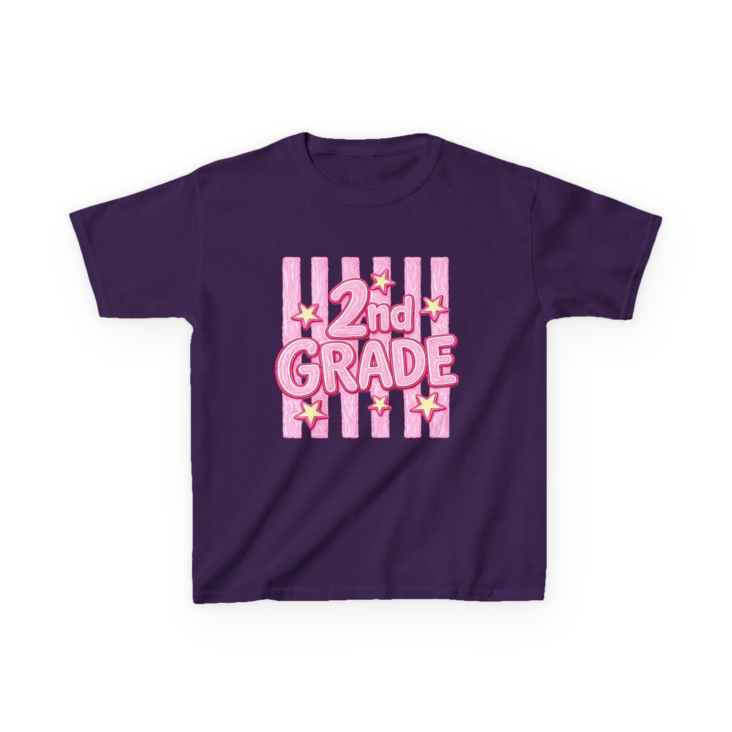 2nd Grade Kids T‑Shirt — Pink Star Stripes Back-to-School Tee