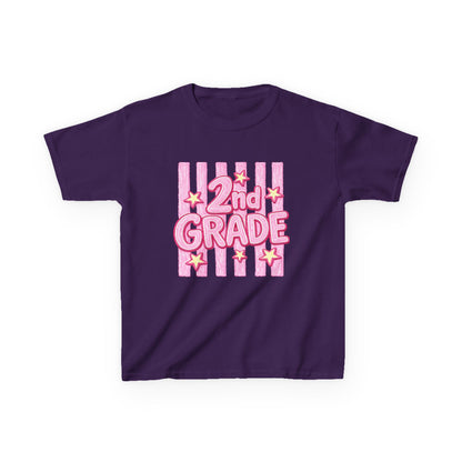 2nd Grade Kids T‑Shirt — Pink Star Stripes Back-to-School Tee