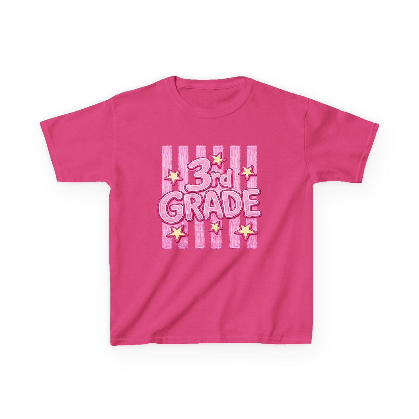 3rd Grade Kids T‑Shirt — Cute Pink Stars Back‑to‑School Tee