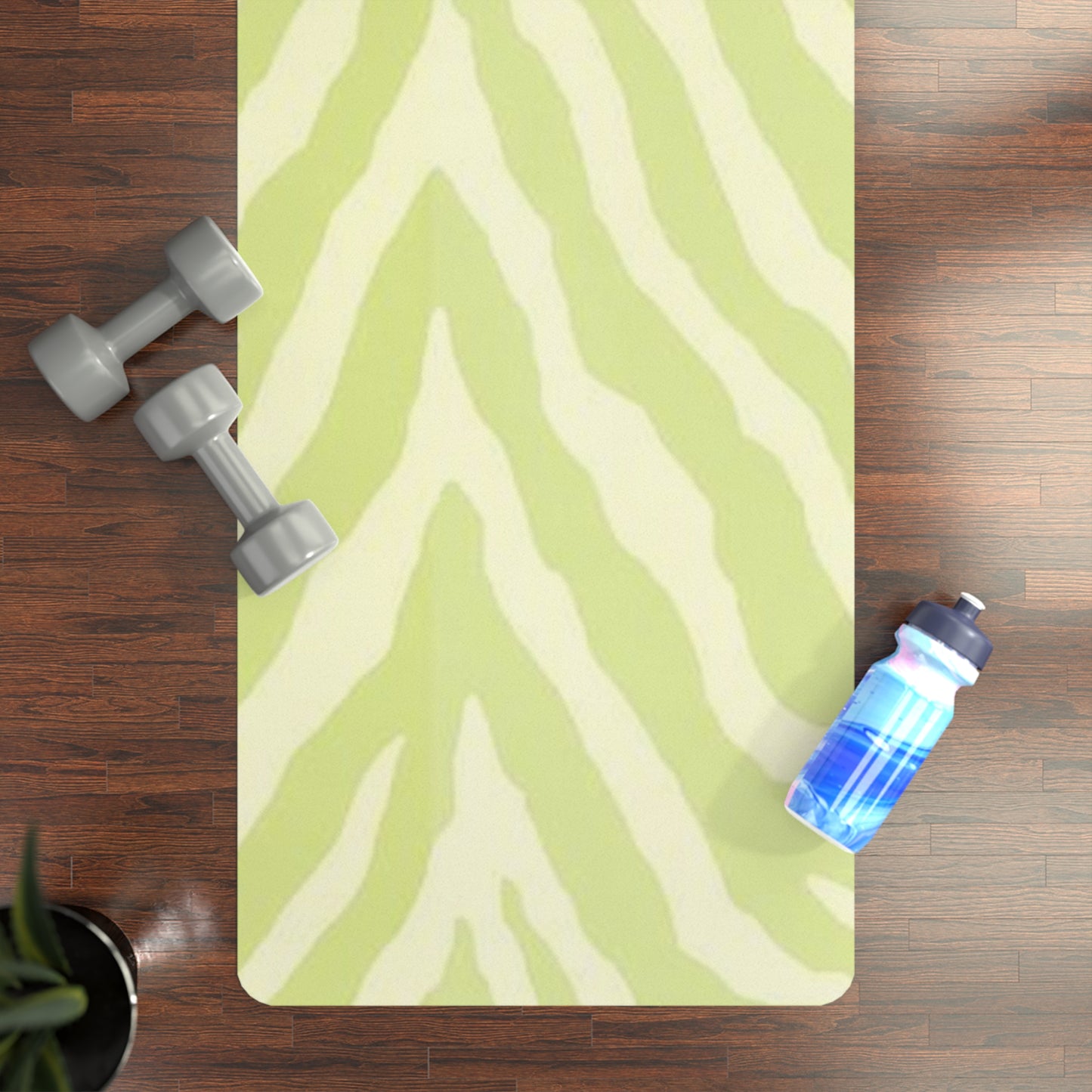 Lime Zebra Print Rubber Yoga Mat — Non‑Slip Eco Grip for Home & Studio