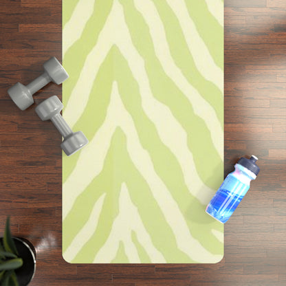 Lime Zebra Print Rubber Yoga Mat — Non‑Slip Eco Grip for Home & Studio