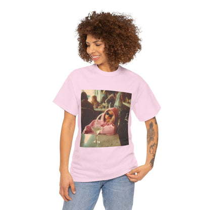 Doll in Pink Coat Photo Tee | Vintage Bar Scene, Martini Glass