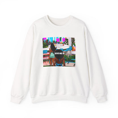 Give Me 10 Crewneck Sweatshirt — Retro Poolside Graphic Pullover