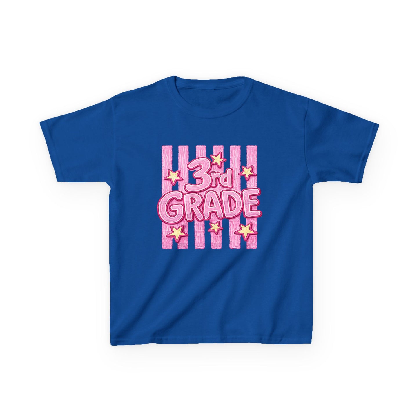 3rd Grade Kids T‑Shirt — Cute Pink Stars Back‑to‑School Tee