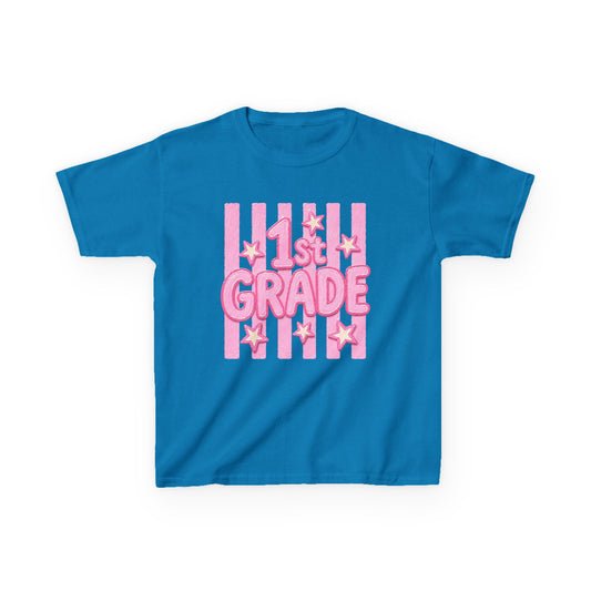 1st Grade Kids T‑Shirt - Cute Pink Stars Back-to-School Tee