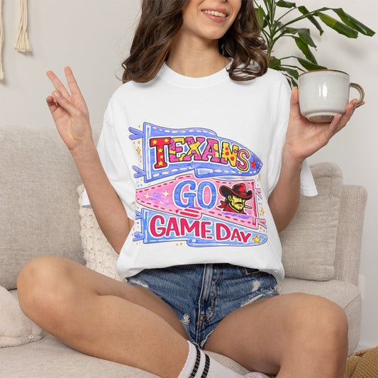 T-Shirt — Texans Go Game Day Pennant Graphic Tee