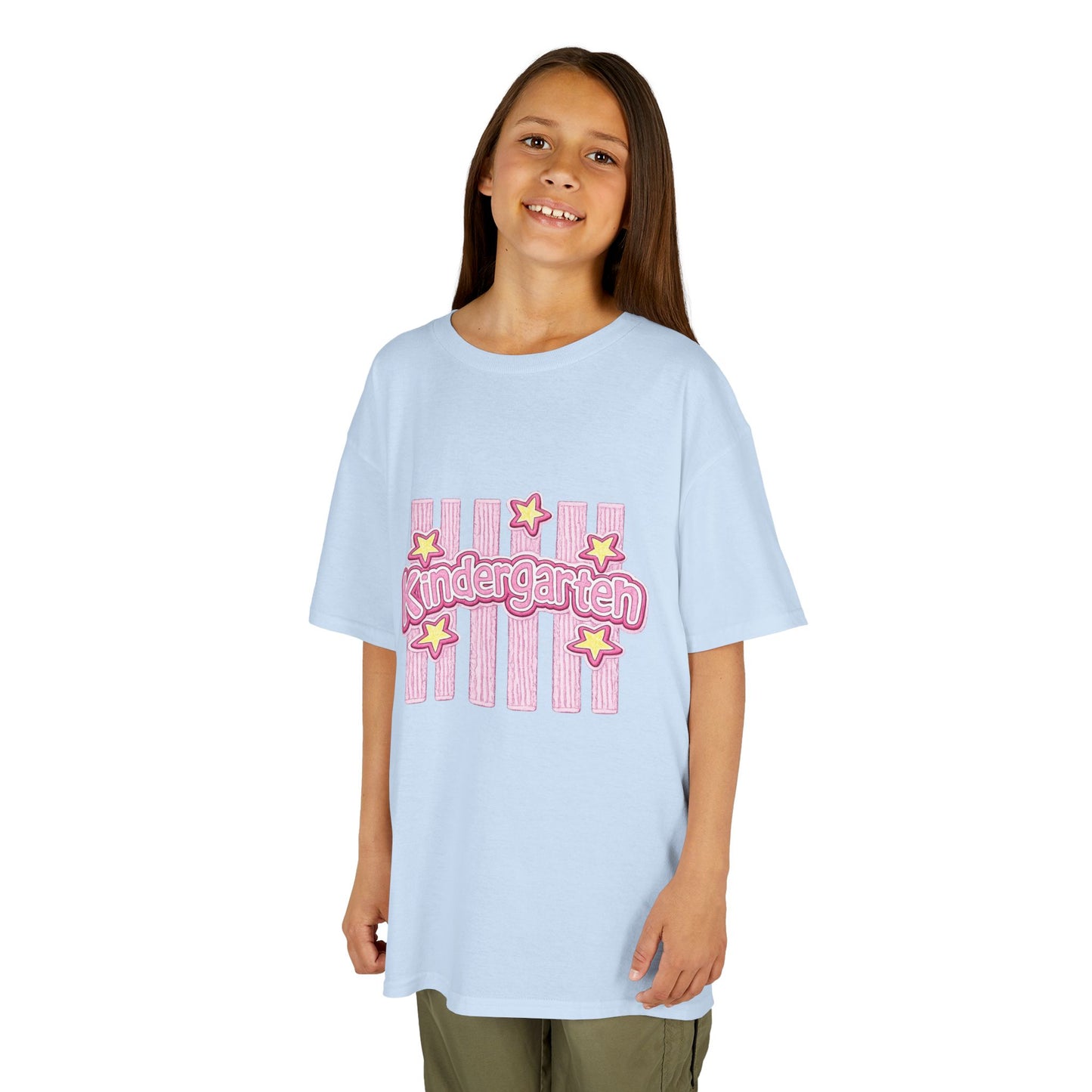 Kindergarten Kids Tee — Cute Pink Stars & Stripes Back-to-School Shirt