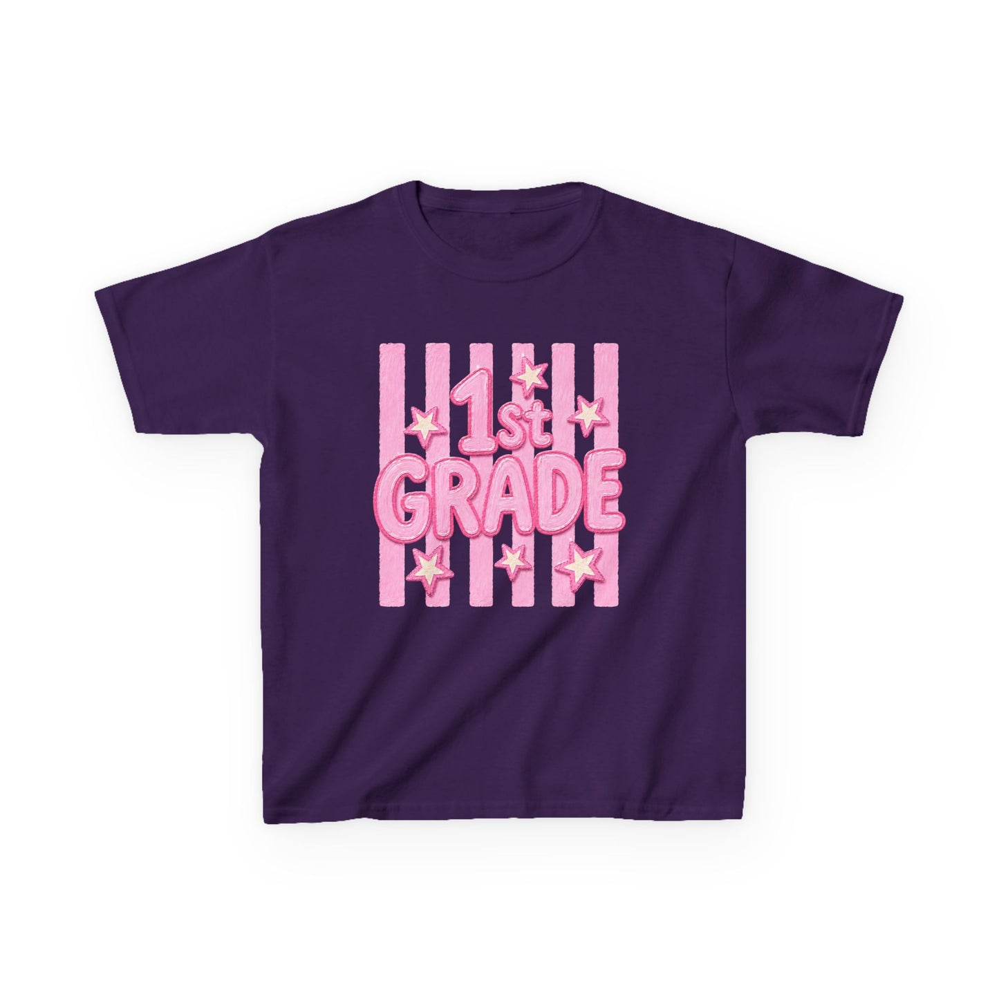 1st Grade Kids T‑Shirt - Cute Pink Stars Back-to-School Tee