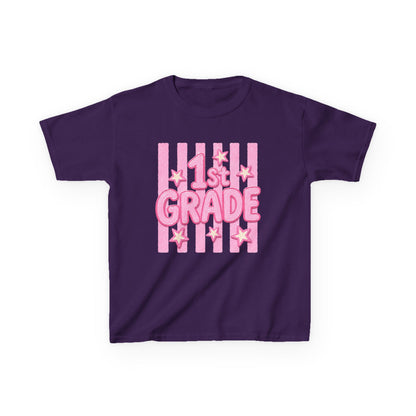 1st Grade Kids T‑Shirt - Cute Pink Stars Back-to-School Tee
