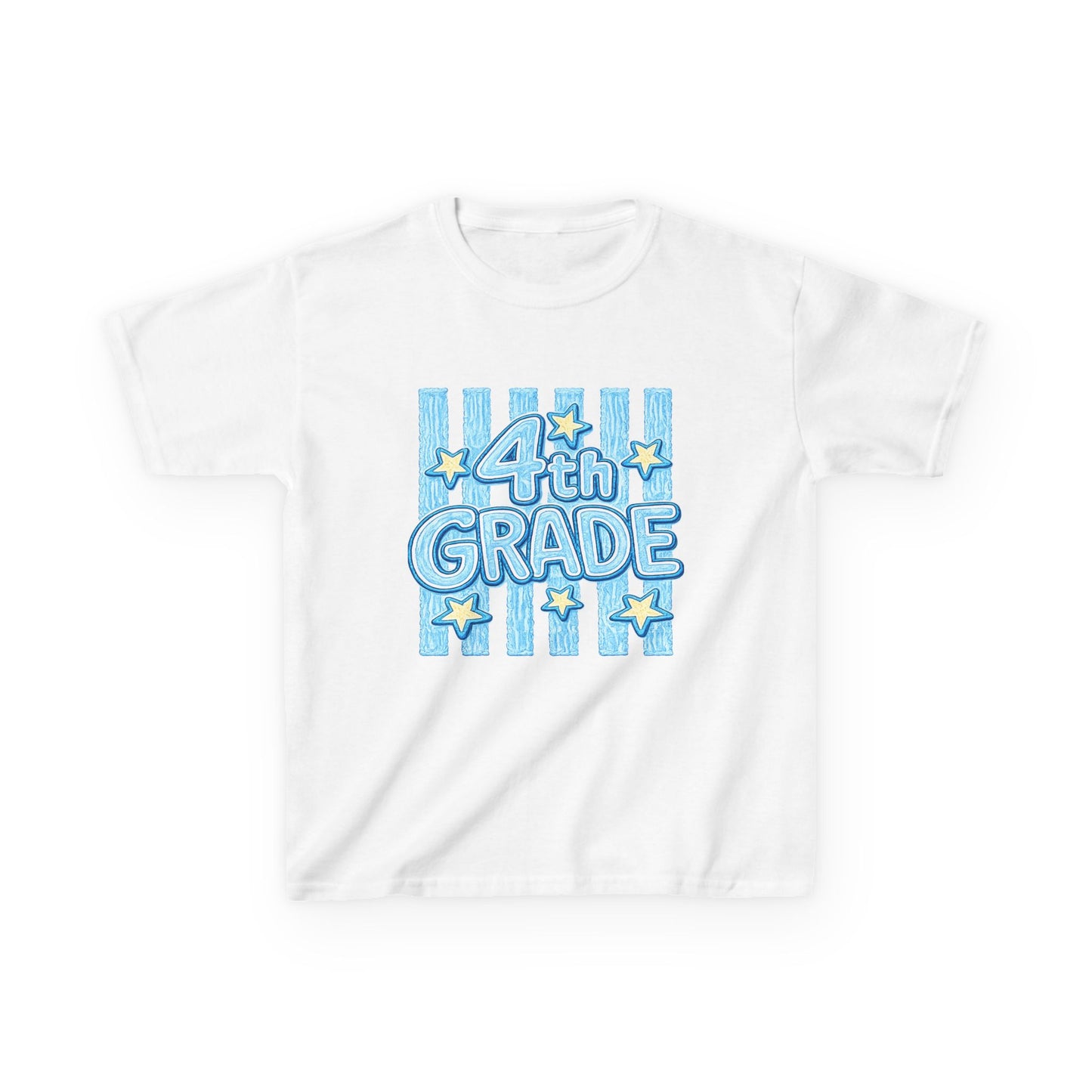 4th Grade Kids T-Shirt — Blue Striped Back-to-School Tee
