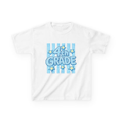 4th Grade Kids T-Shirt — Blue Striped Back-to-School Tee