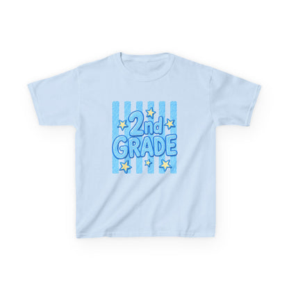 2nd Grade Kids T‑Shirt — Cute Blue Stripe "2nd Grade" Back to School Tee