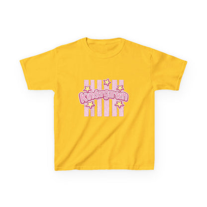 Kindergarten Kids Tee — Cute Pink Stars & Stripes Back-to-School Shirt