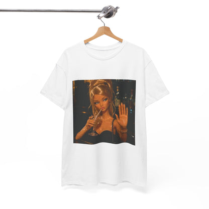 Doll Holding Drink Graphic Tee | Retro Bar Doll Illustration