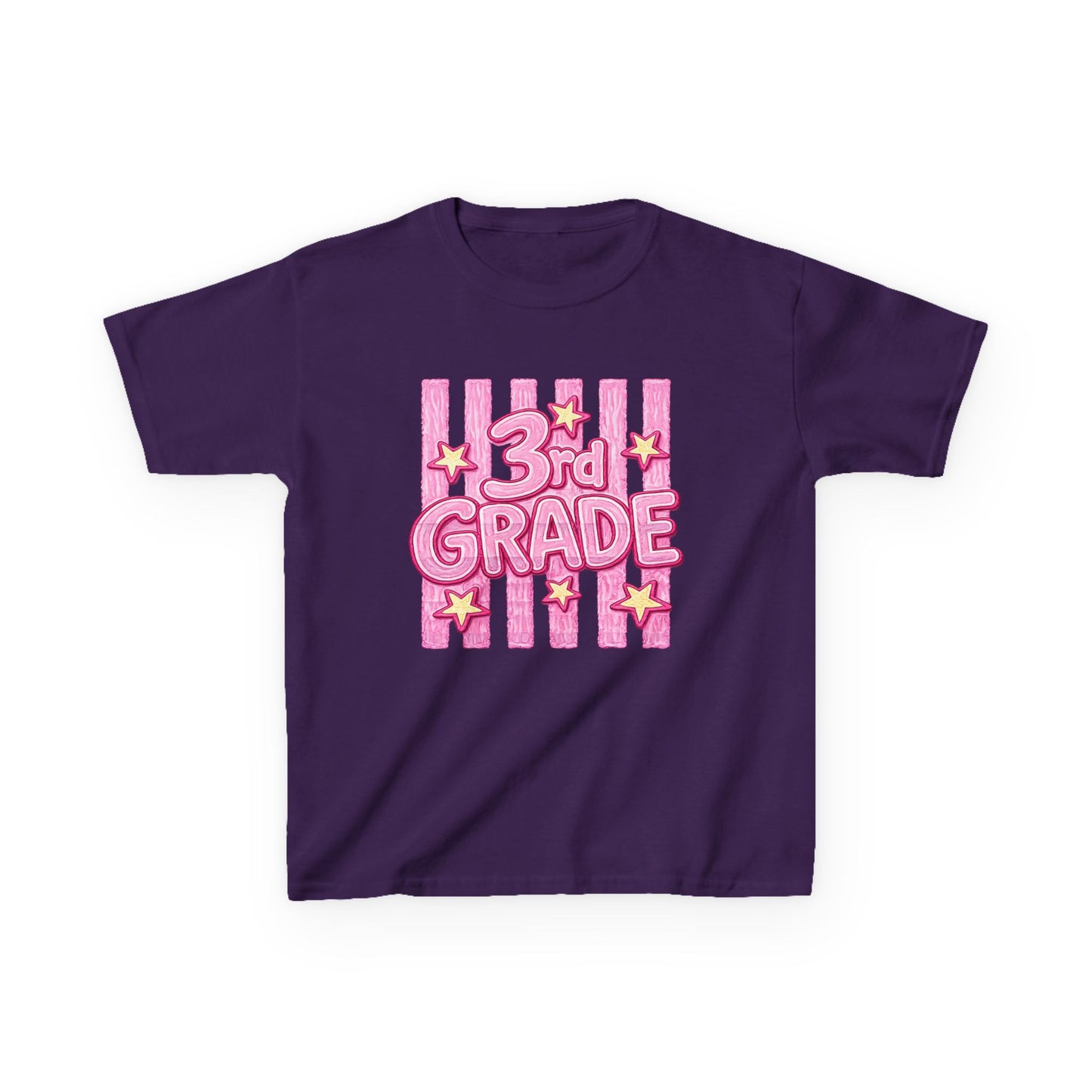 3rd Grade Kids T‑Shirt — Cute Pink Stars Back‑to‑School Tee
