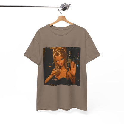 Doll Holding Drink Graphic Tee | Retro Bar Doll Illustration