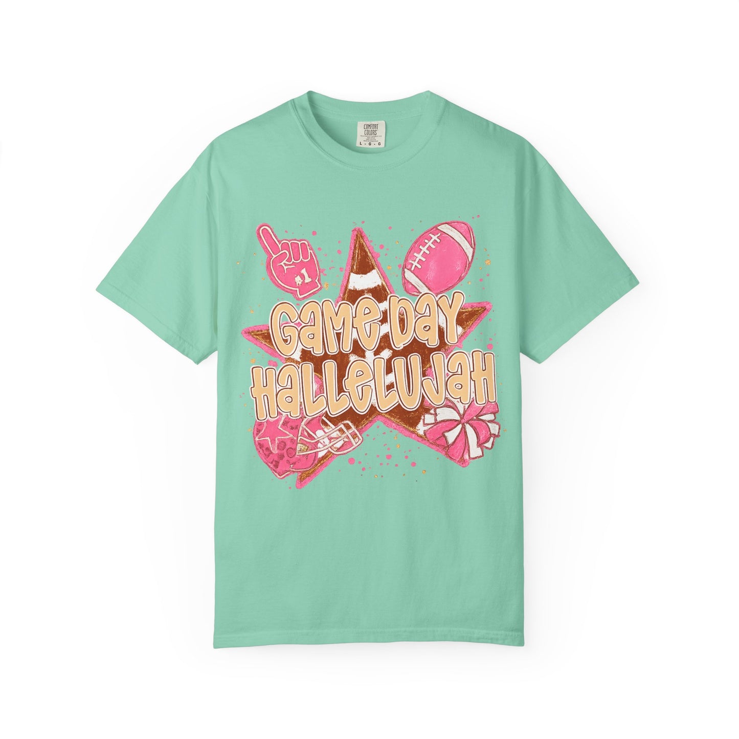 Game Day Hallelujah T-Shirt — Pink Football Cheer Graphic Tee