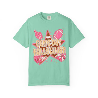 Game Day Hallelujah T-Shirt — Pink Football Cheer Graphic Tee