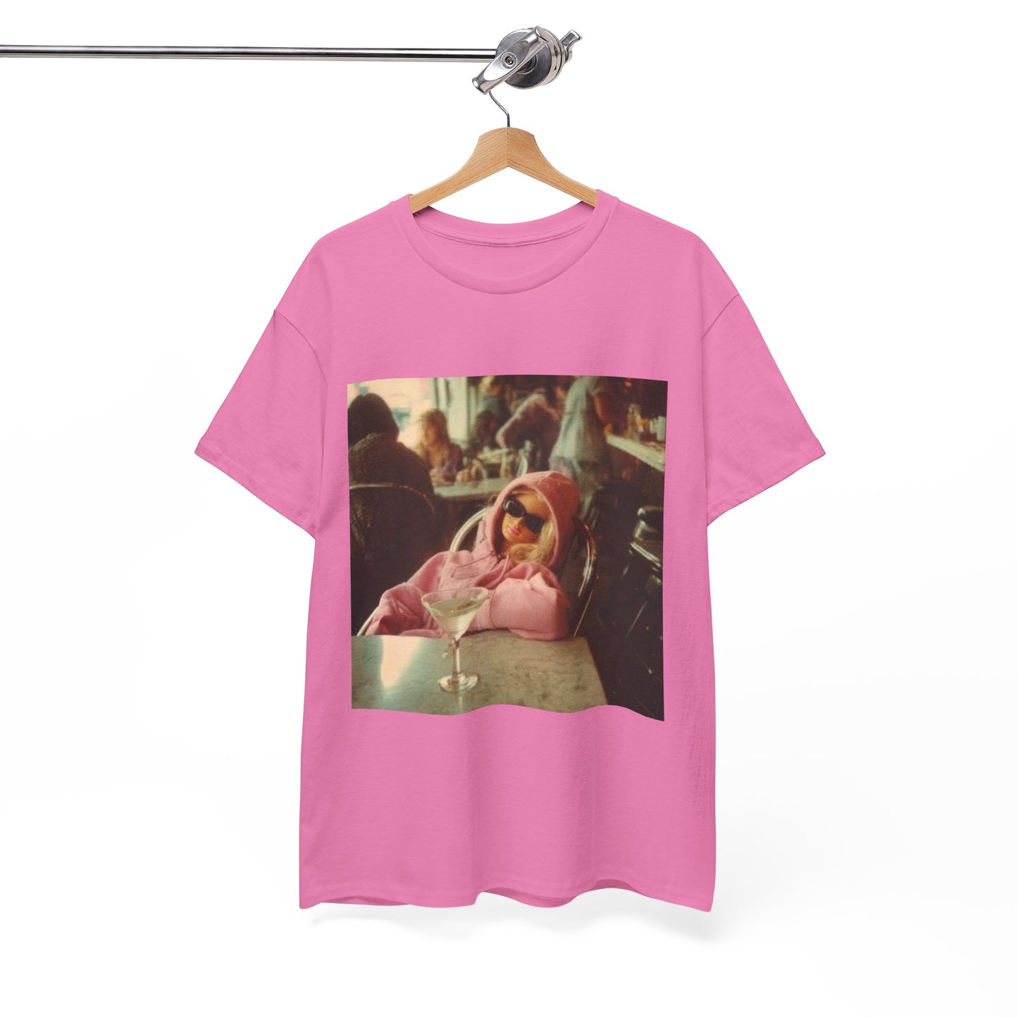Doll in Pink Coat Photo Tee | Vintage Bar Scene, Martini Glass