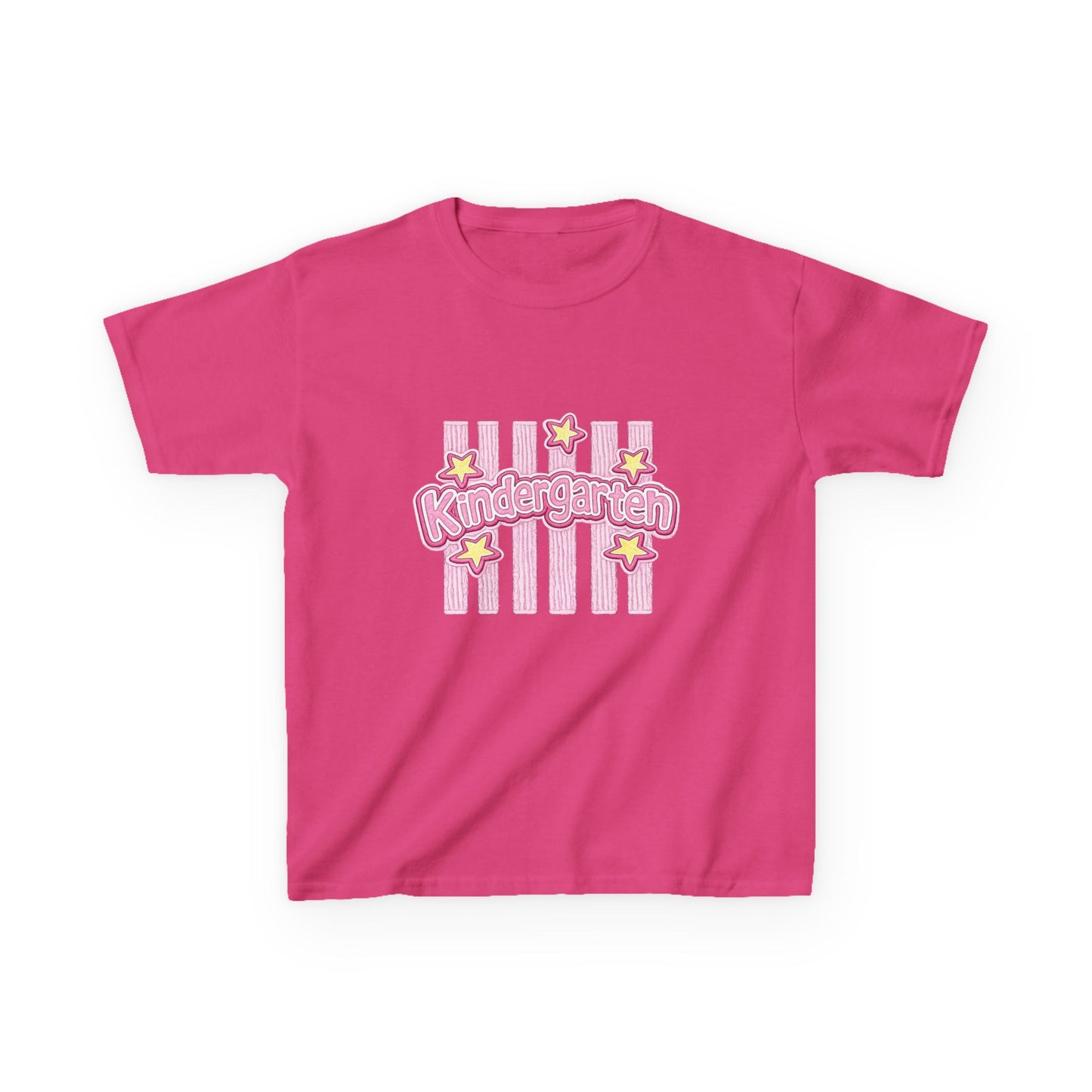 Kindergarten Kids Tee — Cute Pink Stars & Stripes Back-to-School Shirt