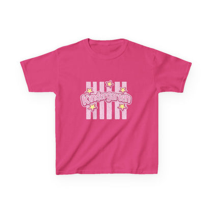 Kindergarten Kids Tee — Cute Pink Stars & Stripes Back-to-School Shirt