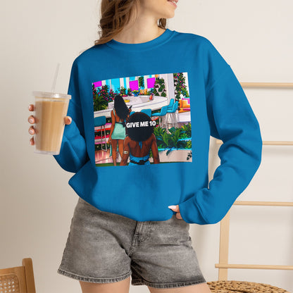 Give Me 10 Crewneck Sweatshirt — Retro Poolside Graphic Pullover