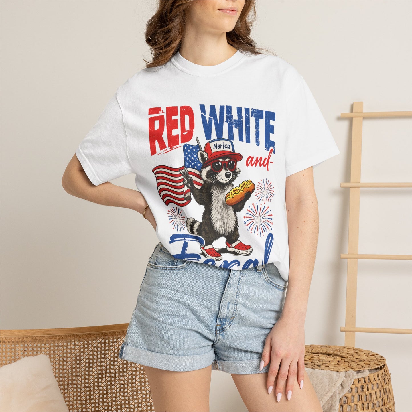 Patriotic 'Red White and Feral' T-Shirt – Funny Raccoon 4th of July Tee