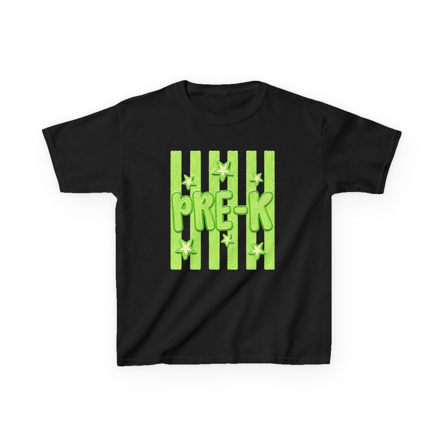 Pre-K Kids T-Shirt — Bright Green Striped Preschool Tee