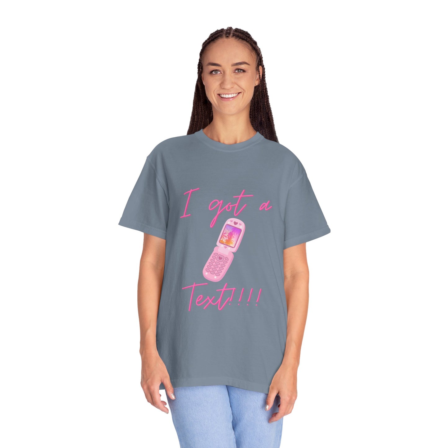 I Got a Text!!! T-Shirt — Retro Pink Flip Phone Graphic Tee