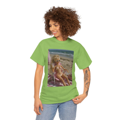 Vintage doll Beach Scene T-Shirt | Retro Doll Summer Print