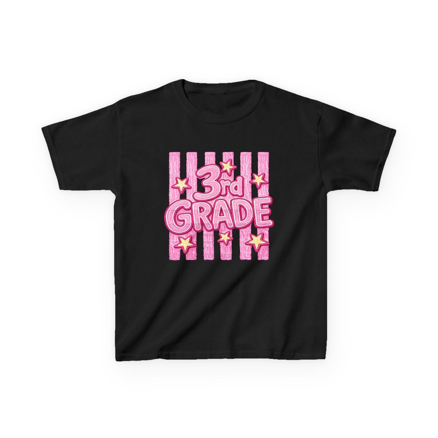 3rd Grade Kids T‑Shirt — Cute Pink Stars Back‑to‑School Tee