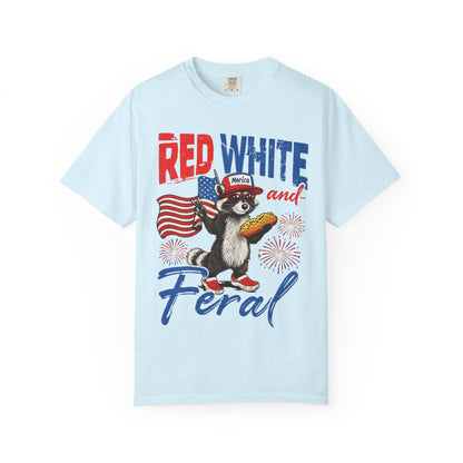 Patriotic 'Red White and Feral' T-Shirt – Funny Raccoon 4th of July Tee