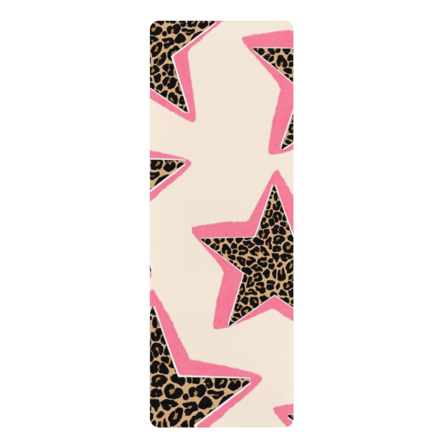 Leopard Star Rubber Yoga Mat — Non-Slip Pink Accent Fitness Mat