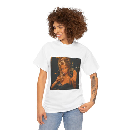 Doll Holding Drink Graphic Tee | Retro Bar Doll Illustration